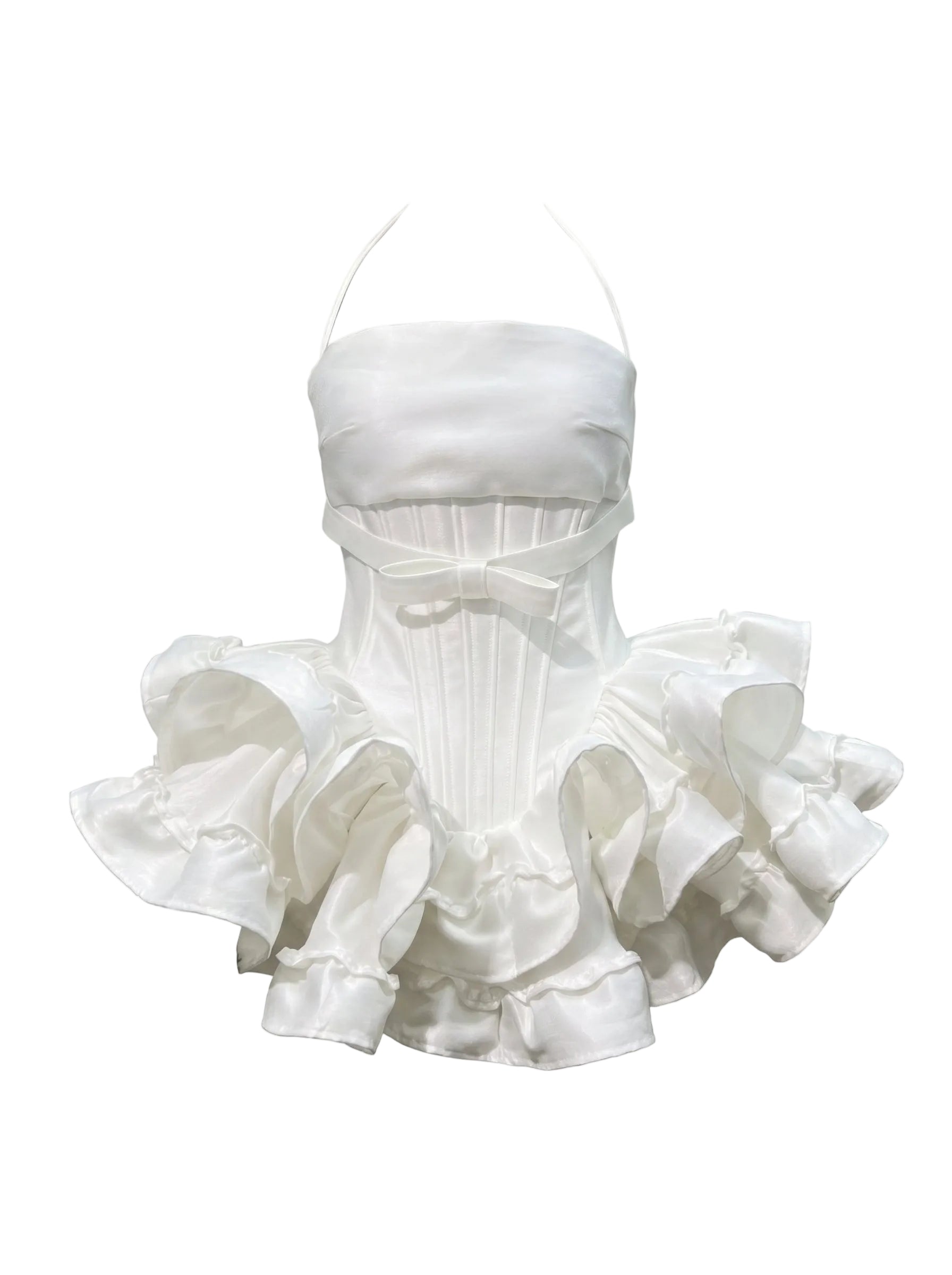 Tiered Halter Skirt Set - White