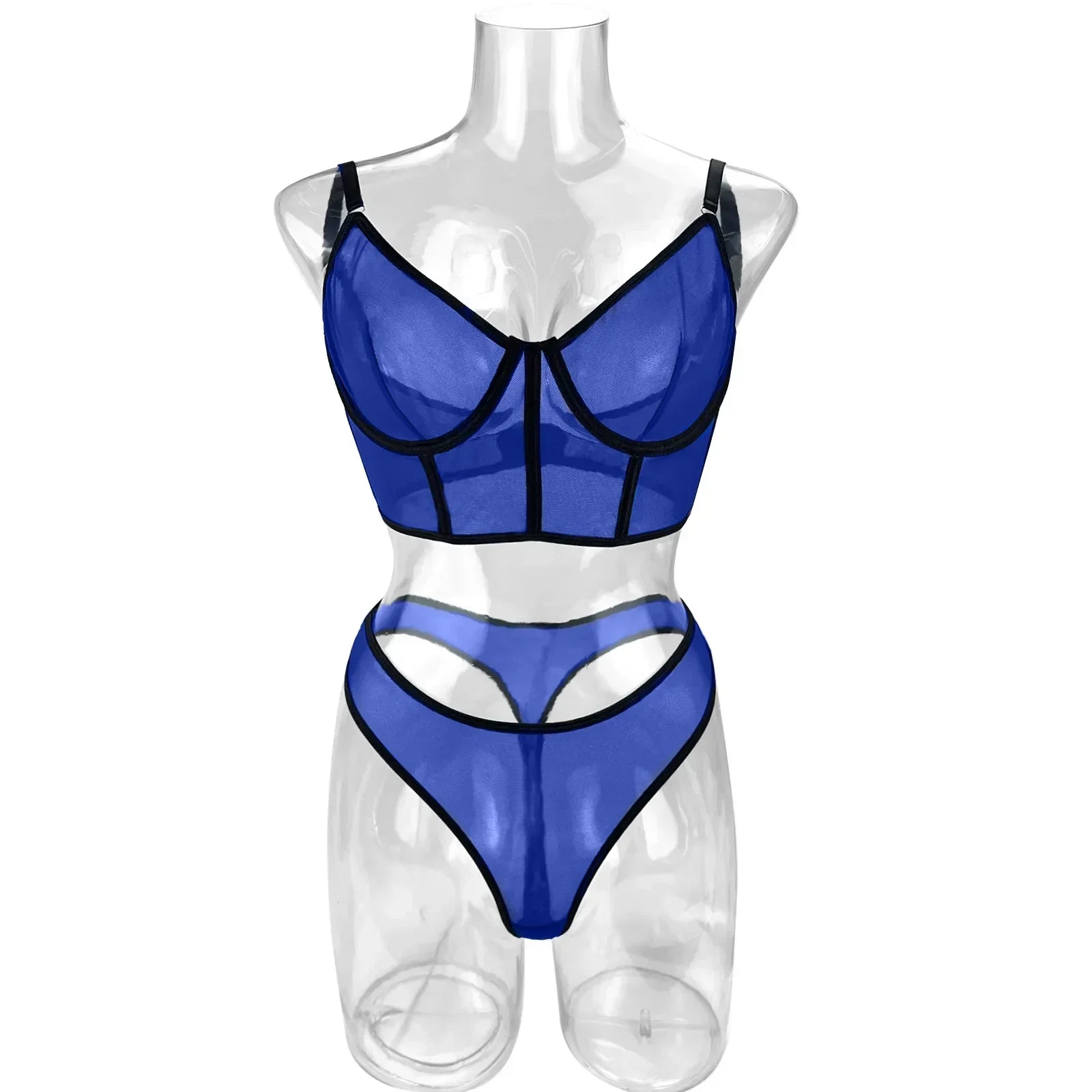 Toucheart 2 Piece Set Lingerie Set Mesh Micro Perspective Beach Swimsuit Briefs Contrast Color Lingerie Set