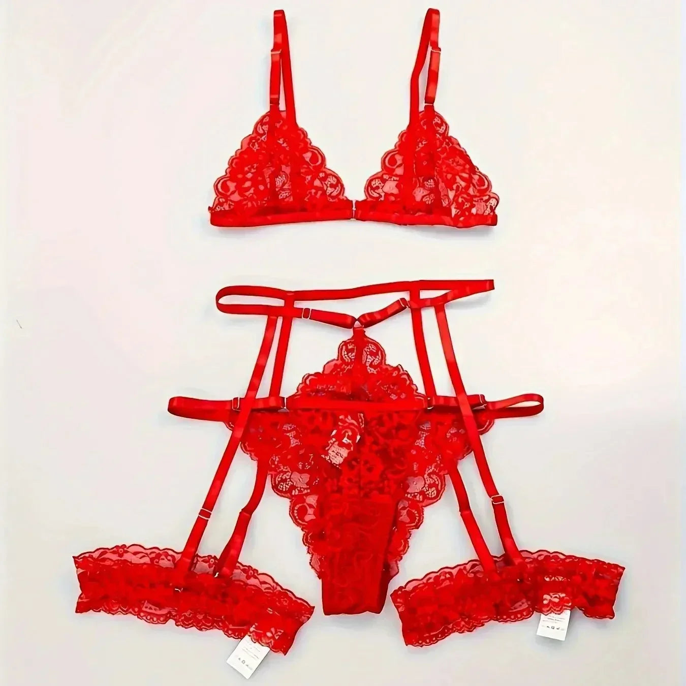 Toucheart 3 Piece Set Sleepwear Suit Lingerie Thin Transparent Lace Bra Set See Through Female Erotic Underwear