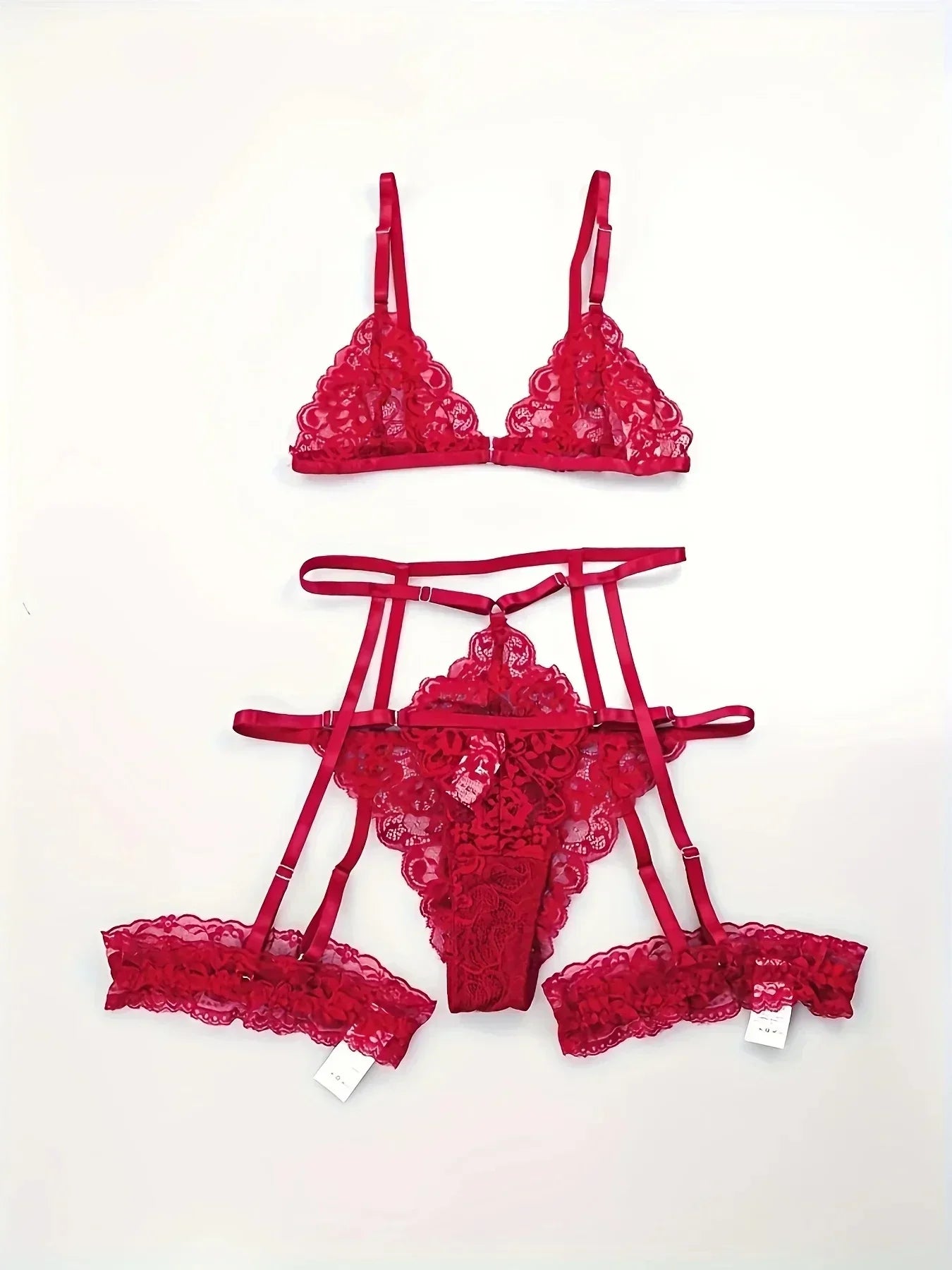 Toucheart 3 Piece Set Sleepwear Suit Lingerie Thin Transparent Lace Bra Set See Through Female Erotic Underwear