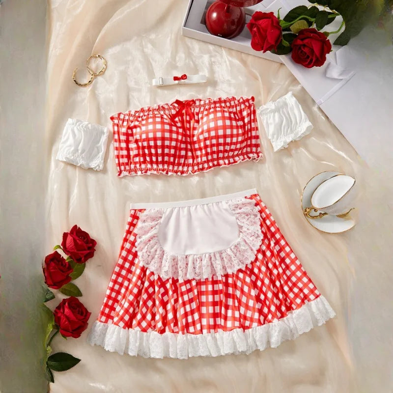 Toucheart 4-Piece Set Temptation Erotic Lingerie Passionate Uniform Maid Outfit Roleplay Sex Cosplay Underwear