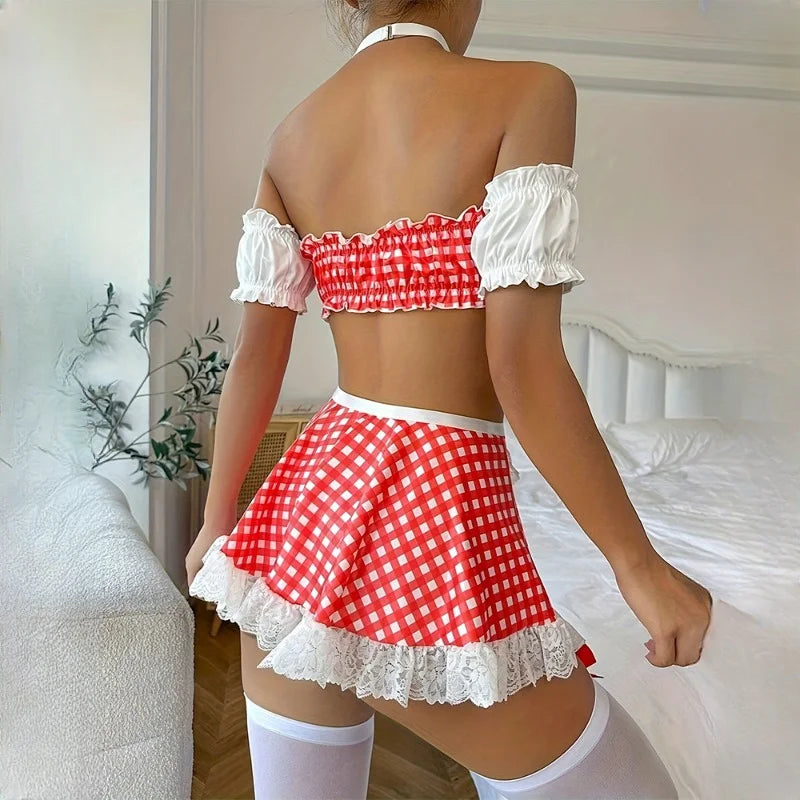 Toucheart 4-Piece Set Temptation Erotic Lingerie Passionate Uniform Maid Outfit Roleplay Sex Cosplay Underwear