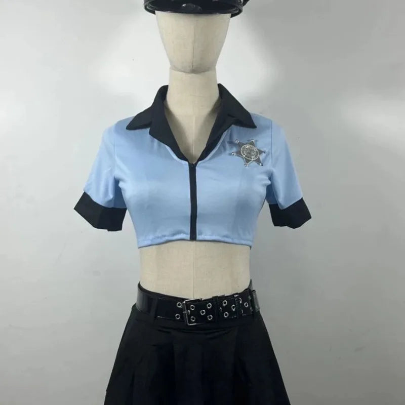 Toucheart 6PCS Girls Cosplay Female PoliceUniform High Waisted  Set
