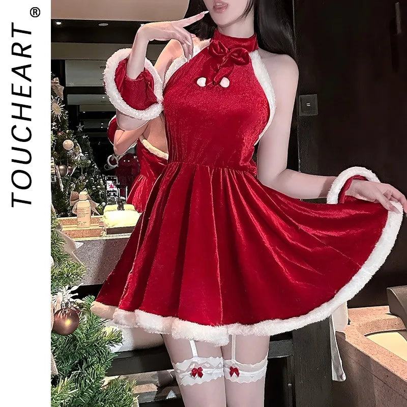 Toucheart Christmas Erotic Bunny Outfit Cosplay Velvet Uniform Slim Intimate Romantic Year's Jersey Set