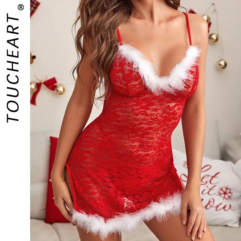 Toucheart Christmas Erotic Lingerie Rough Edges See-through Romantic Pure Desire Sleeping Skirt