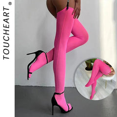 Toucheart Colorful Stockings Bottoming Socks Multi-Color Stockings Boundless Thigh High Soft Versatile Long Stockings