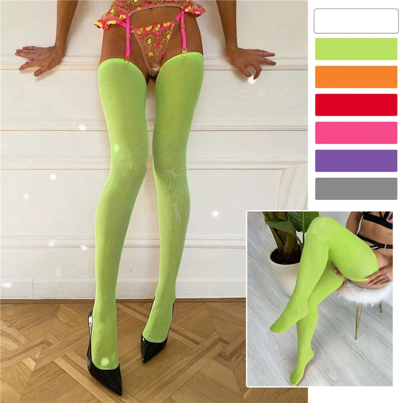 Toucheart Colorful Stockings Bottoming Socks Multi-Color Stockings Boundless Thigh High Soft Versatile Long Stockings
