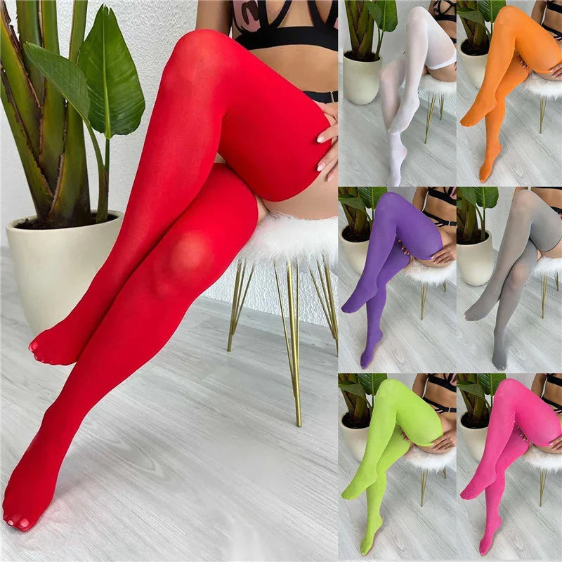 Toucheart Colorful Stockings Bottoming Socks Multi-Color Stockings Boundless Thigh High Soft Versatile Long Stockings