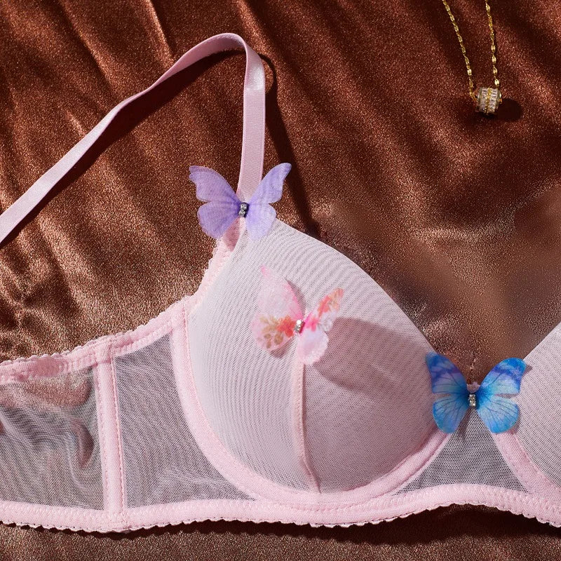 Toucheart Cute Lingerie Mesh Bow Knot Decor See-through Pure Desire Bodyshaping Erotic Romantic Intimate Lace Underwear Set