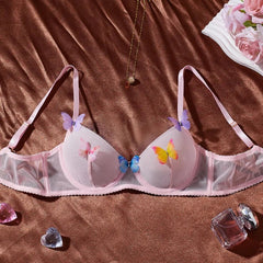 Toucheart Cute Lingerie Mesh Bow Knot Decor See-through Pure Desire Bodyshaping Erotic Romantic Intimate Lace Underwear Set