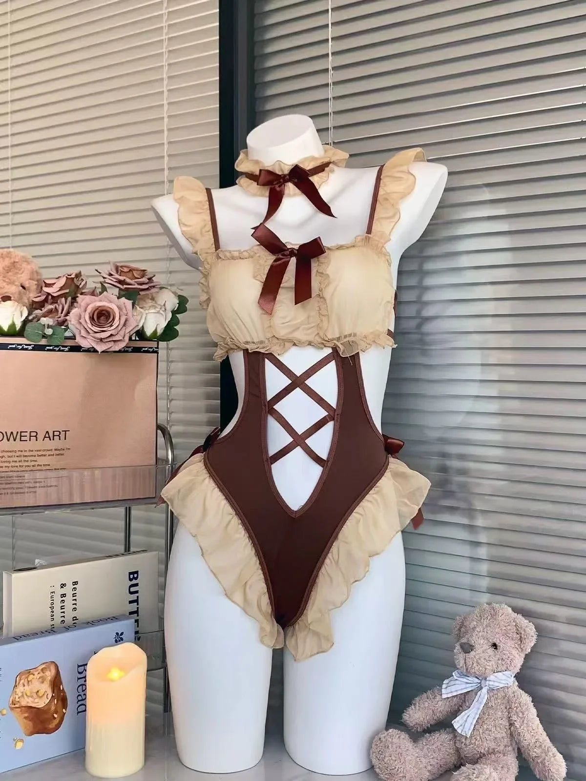 Toucheart Erotic Bodysuit Maid Cosplay Party Body Shaping See-through Pure Desire Elegant Meshpajamas