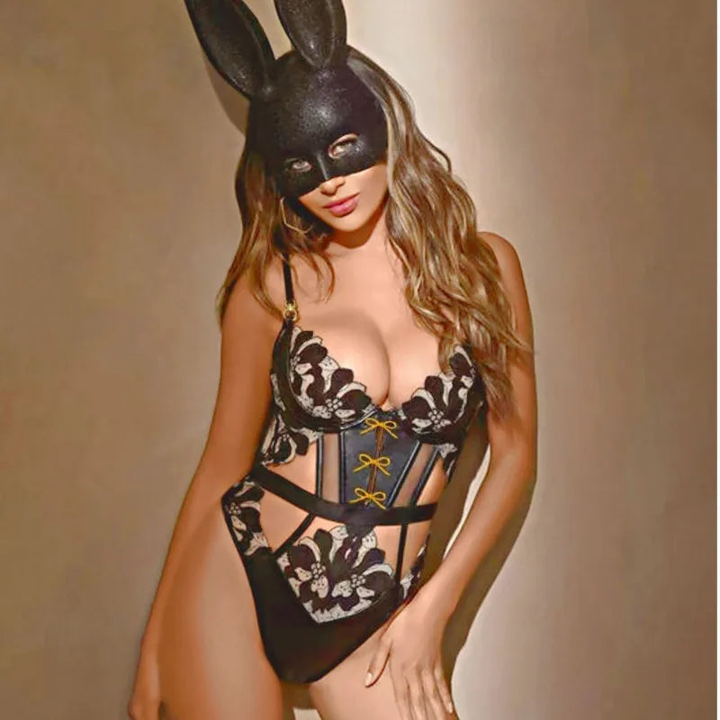 Toucheart Erotic Bodysuit Bunnygirl Temptation Backless See-through Body Shaping Intimate Jumpsuit