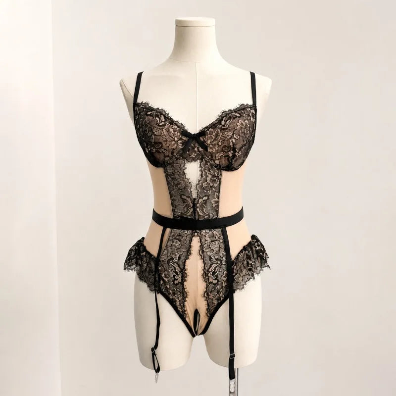 Toucheart Erotic Bodysuit Suit Lace Bodysuit Strap Garter Delicate Intimate Charming Underwear