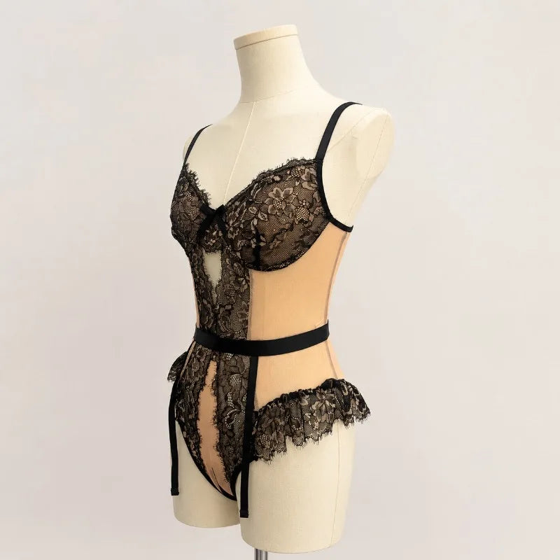 Toucheart Erotic Bodysuit Suit Lace Bodysuit Strap Garter Delicate Intimate Charming Underwear
