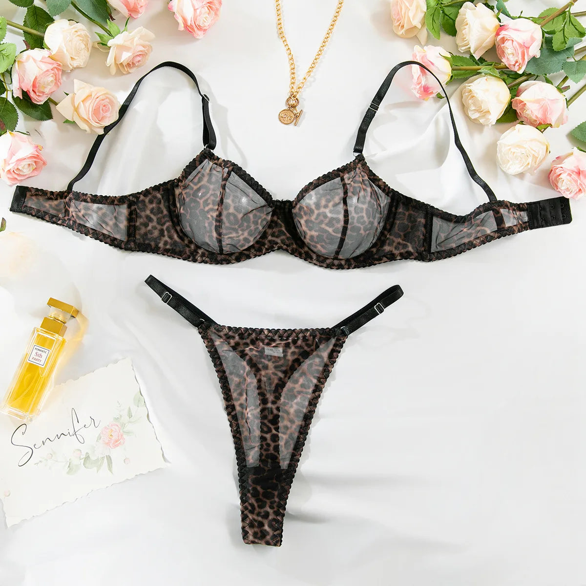 Toucheart Erotic Bra Thong Set French Simple Thin Mesh Three-point Body Shaping Delicate Lingerie