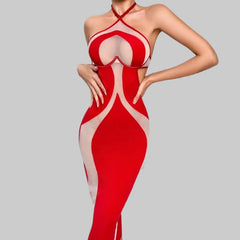Toucheart Erotic Dress Temperament Halter Neck Sleeveless Slim Luxurious Hip-covering Long Skirt Evening Dress