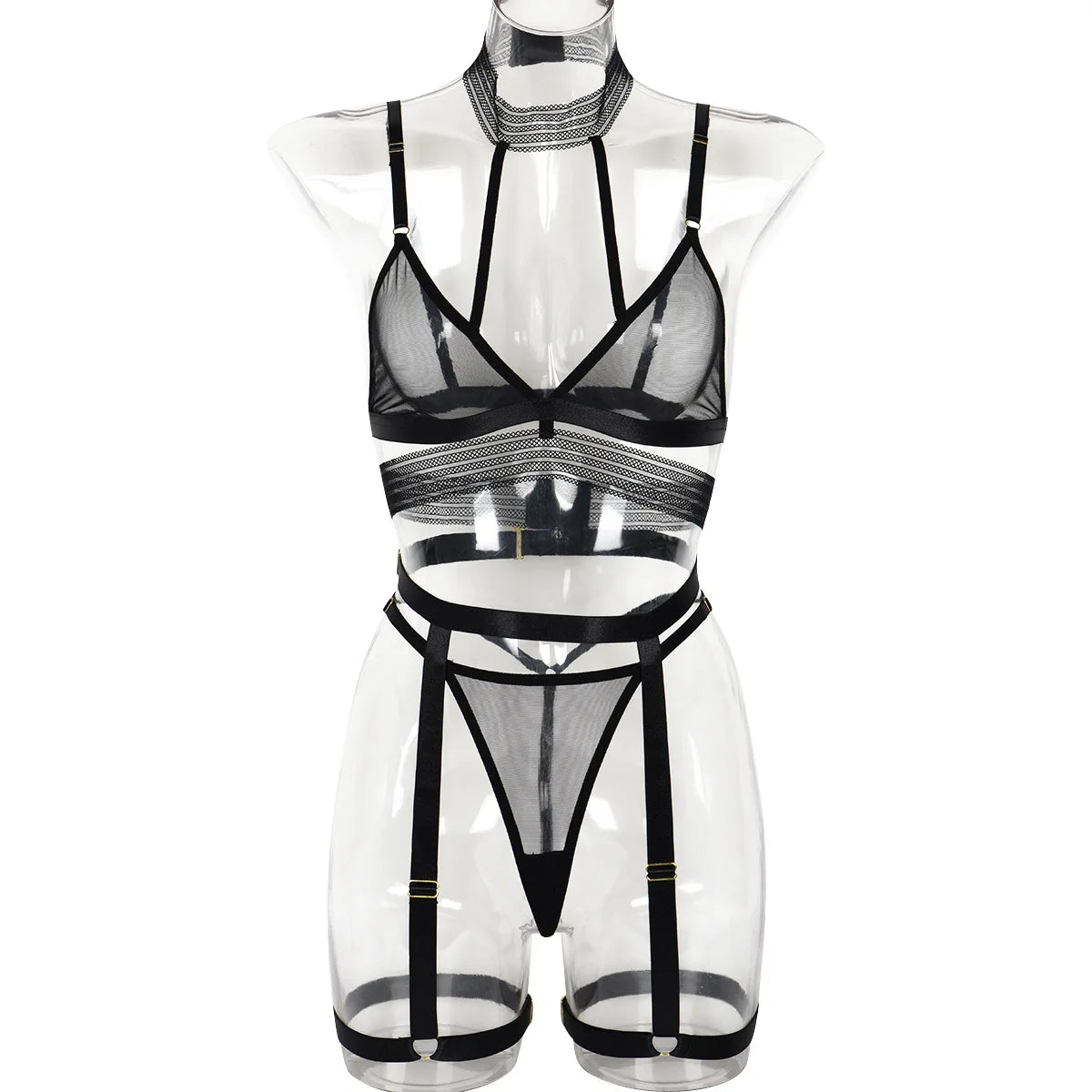 Toucheart Erotic Halter Lingerie Thin Model See-through Cross Straps Body Shaping Backless Lace Intimate Bra Set
