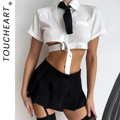 Toucheart Erotic JK Student Uniform Show Your Waist Pure Desire Romantic Charming Uniform Set
