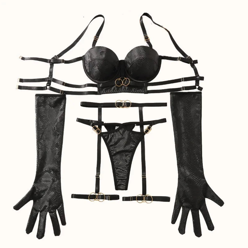 Toucheart Erotic Lingerie Shaping Bra Set Gathering Passionate Luxurious Intimate Underwear Four-piece Set