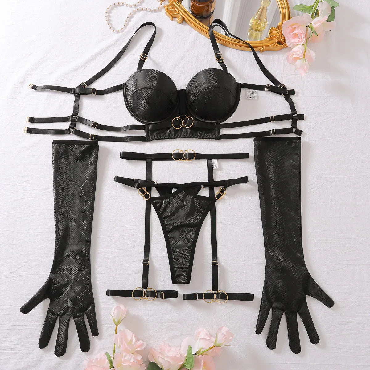 Toucheart Erotic Lingerie Shaping Bra Set Gathering Passionate Luxurious Intimate Underwear Four-piece Set