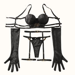 Toucheart Erotic Lingerie Shaping Bra Set Gathering Passionate Luxurious Intimate Underwear Four-piece Set