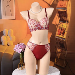 Toucheart Erotic Lingerie LOVE Embroidery See-through Contrast Color Slim Backless Premium Mesh Underwear2PCS Set