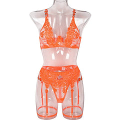 Toucheart Erotic Lingerie Lace Embroidery See-through Meshpure Desire Intimate Corset Garter Set