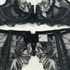 Toucheart Erotic Lingerie Lace Backless Comfortable Bra Set Underwear Panties Garter Belt Five-piece Set