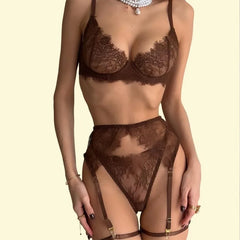 Toucheart Erotic Lingerie Lace See-through Backless Body Shaping GatherDelicate Intimate Bra Set