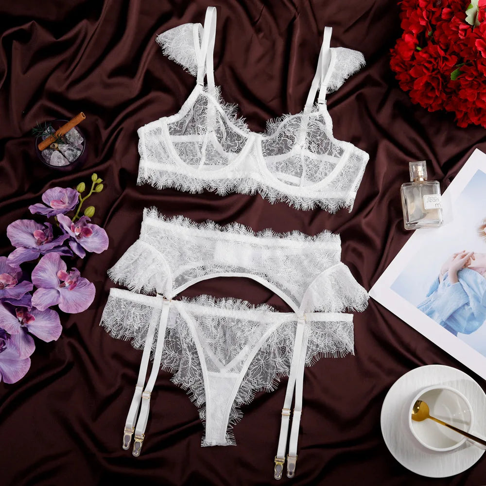 Toucheart Erotic Lingerie Lace See-through Backless Delicate Intimate Underwear