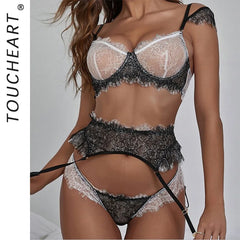 Toucheart Erotic Lingerie Lace See-through Backless Delicate Intimate Underwear