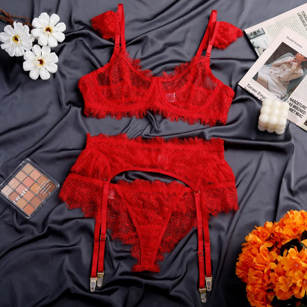 Toucheart Erotic Lingerie Lace See-through Backless Delicate Intimate Underwear