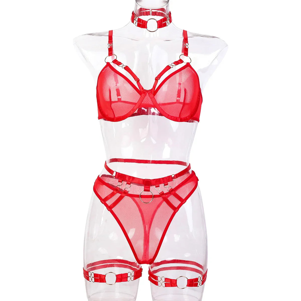 Toucheart Erotic Lingerie Mesh See-through Delicate Underwear Set
