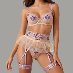 Toucheart Erotic Lingerie Purple Embroidery Heavy Industry Pure Bodyshaping Luxurious Intimate Underwear