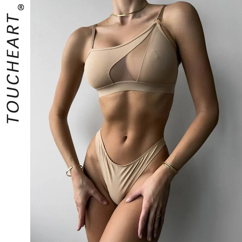 Toucheart Erotic Lingerie Off-shoulder Tube Top See-through Thin Model Body Shaping Delicate Intimate Bra