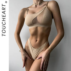 Toucheart Erotic Lingerie Off-shoulder Tube Top See-through Thin Model Body Shaping Delicate Intimate Bra