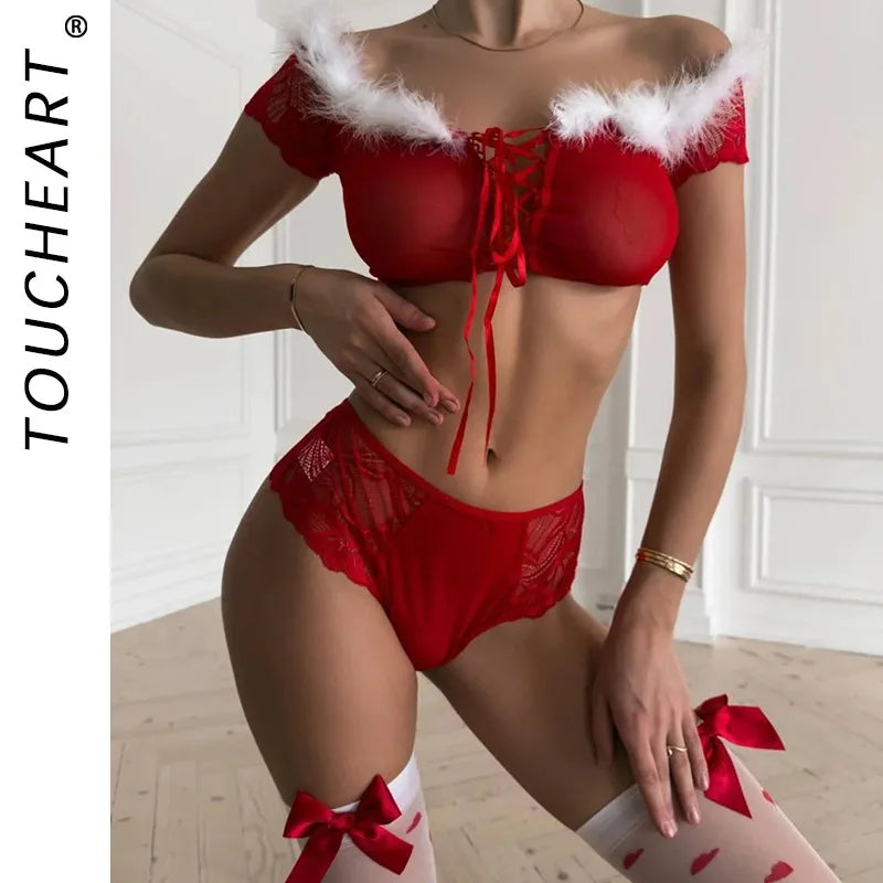 Toucheart Erotic Lingerie Panty 2PCS Furniture See-through Body Shaping Pure Desire Romantic Intimate Underwear Set