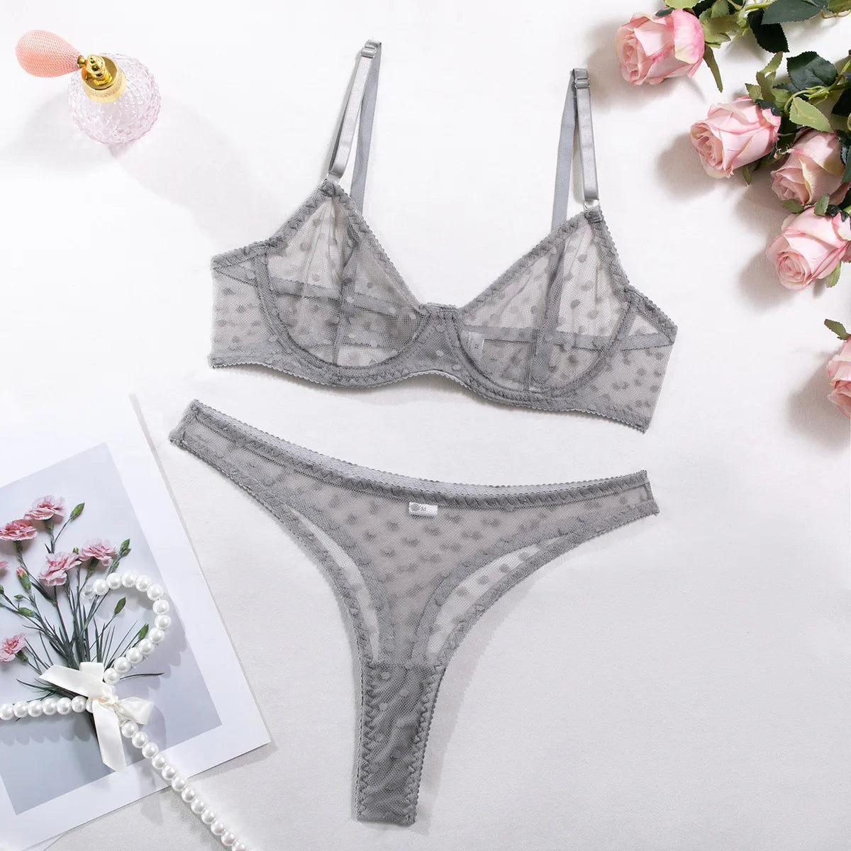 Toucheart Erotic Lingerie Panty 2PCS Thin Model Body Shaping GatherIntimate Romantic Pure Desire Cute LaceBra Set