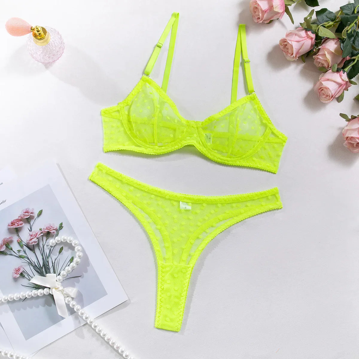 Toucheart Erotic Lingerie Panty 2PCS Thin Model Body Shaping GatherIntimate Romantic Pure Desire Cute LaceBra Set