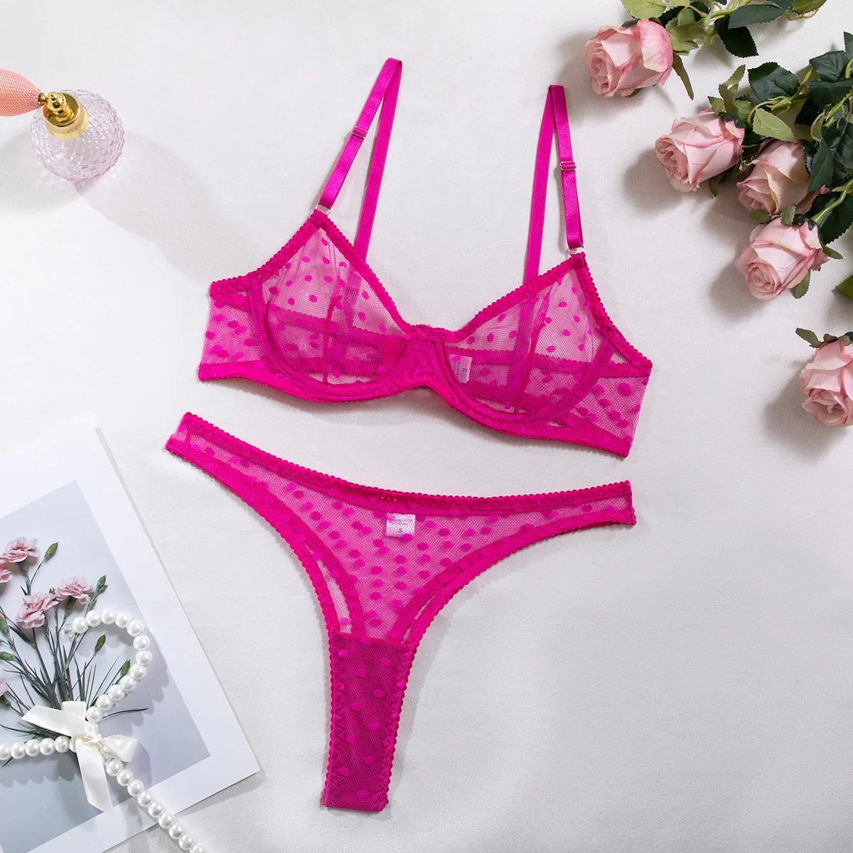 Toucheart Erotic Lingerie Panty 2PCS Thin Model Body Shaping GatherIntimate Romantic Pure Desire Cute LaceBra Set