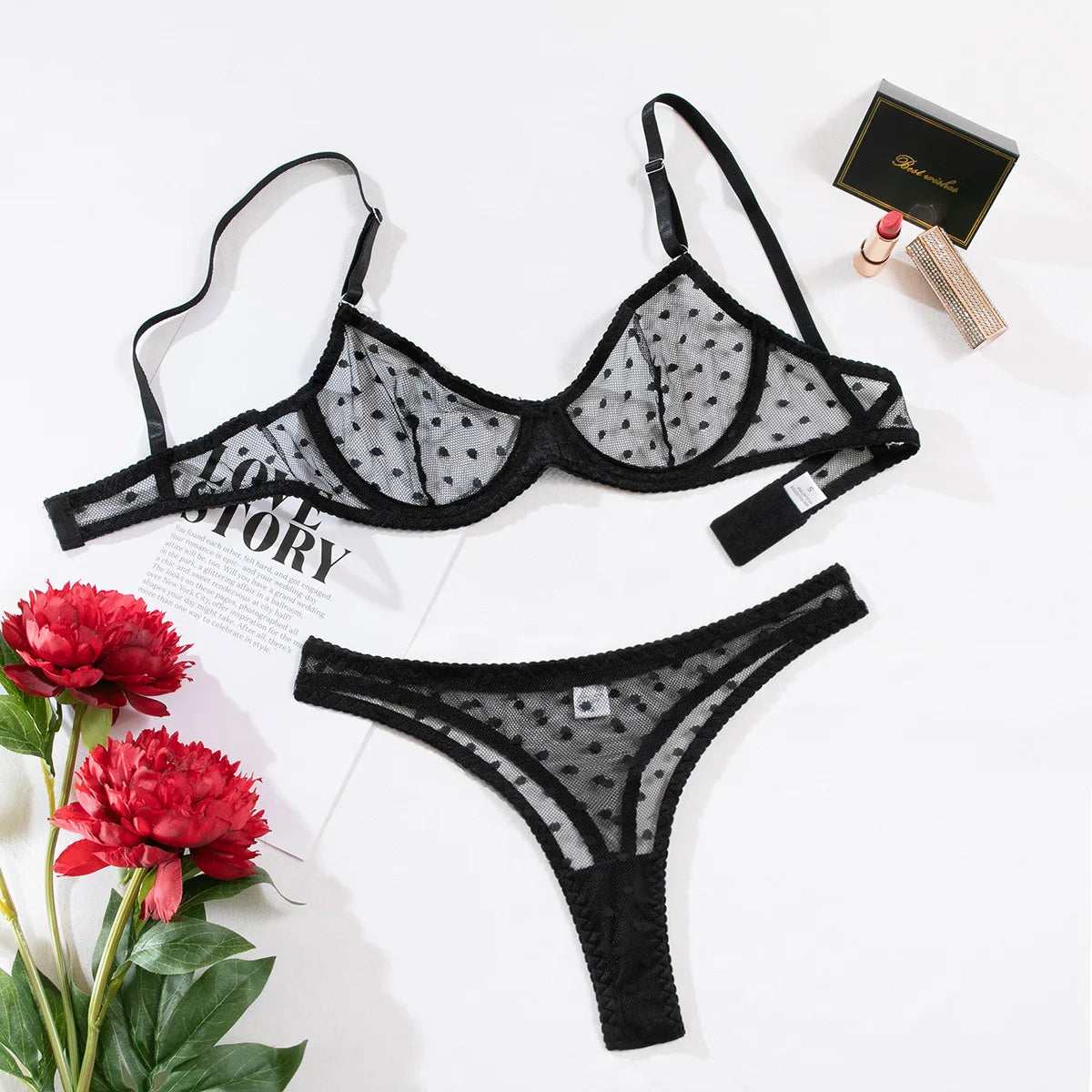 Toucheart Erotic Lingerie Panty 2PCS Thin Model Body Shaping GatherIntimate Romantic Pure Desire Cute LaceBra Set