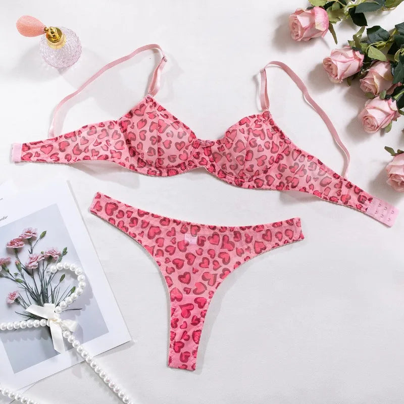 Toucheart Erotic Lingerie Panty 2PCS Thin Model Body Shaping GatherIntimate Romantic Pure Desire Cute LaceBra Set