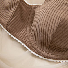 Toucheart Erotic Lingerie Panty 2PCS Threaded White Edge Steel Ring Contrast Color Delicate Intimate Bra