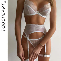 Toucheart Erotic Lingerie Panty Garters Mesh See-through Slim Backless Charming Intimate Underwear Set