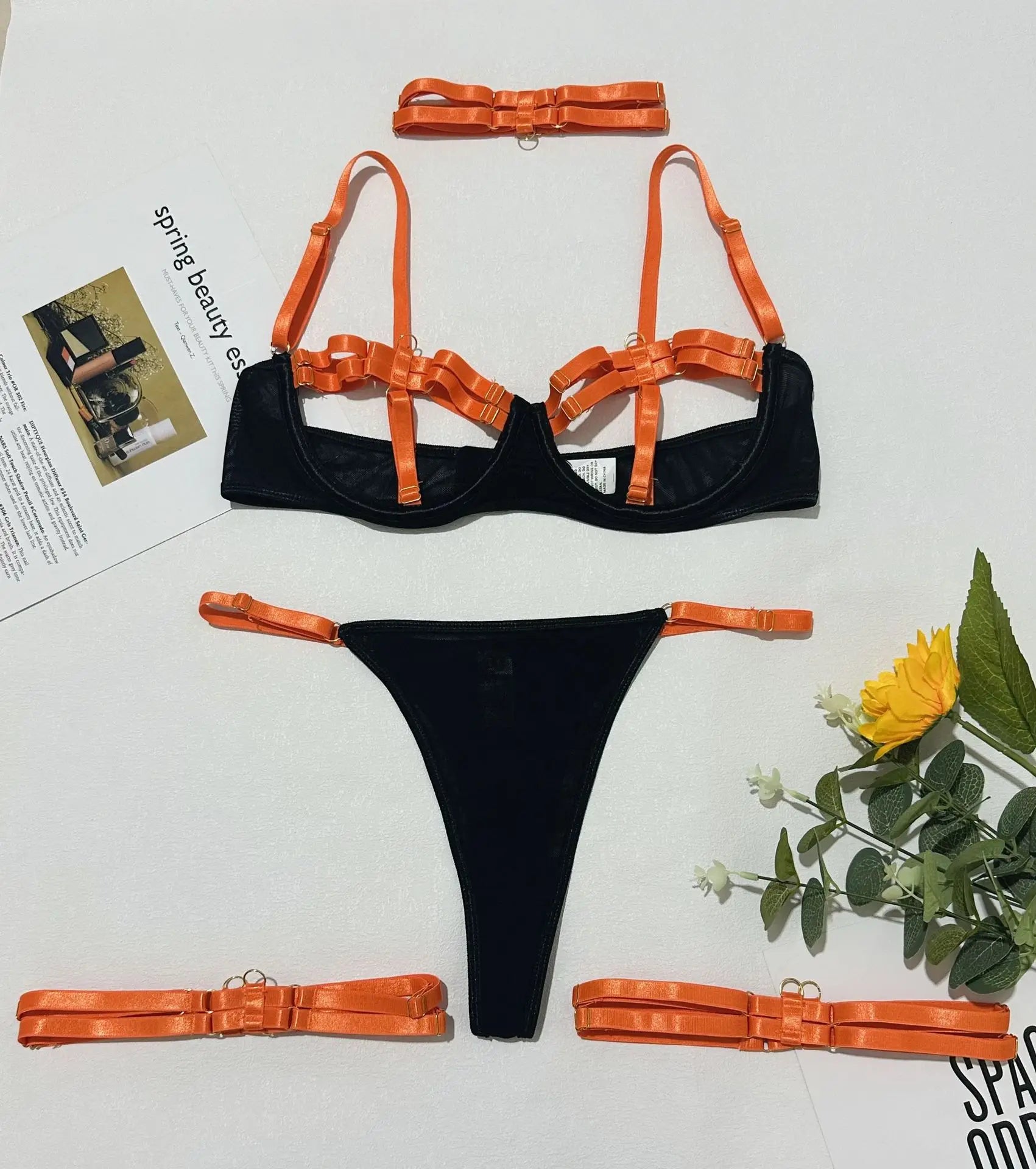 Toucheart Erotic Lingerie Straps Complex Process Body Shaping Erotic Private Underwear Set