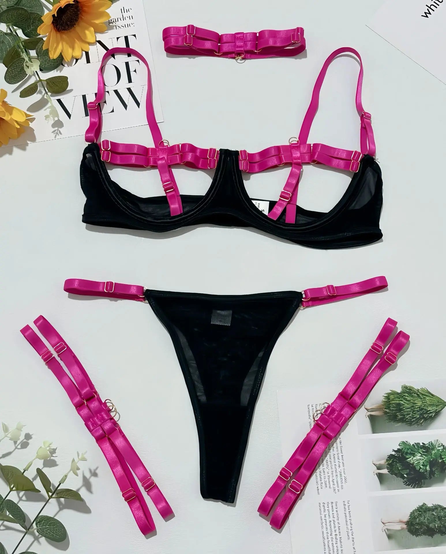 Toucheart Erotic Lingerie Straps Complex Process Body Shaping Erotic Private Underwear Set