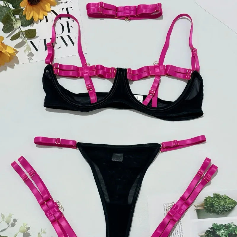 Toucheart Erotic Lingerie Straps Complex Process Body Shaping Erotic Private Underwear Set