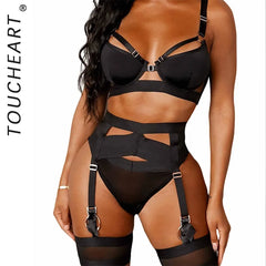 Toucheart Erotic Lingerie Solid Color Body Shaping Backless Intimate Underwear Set