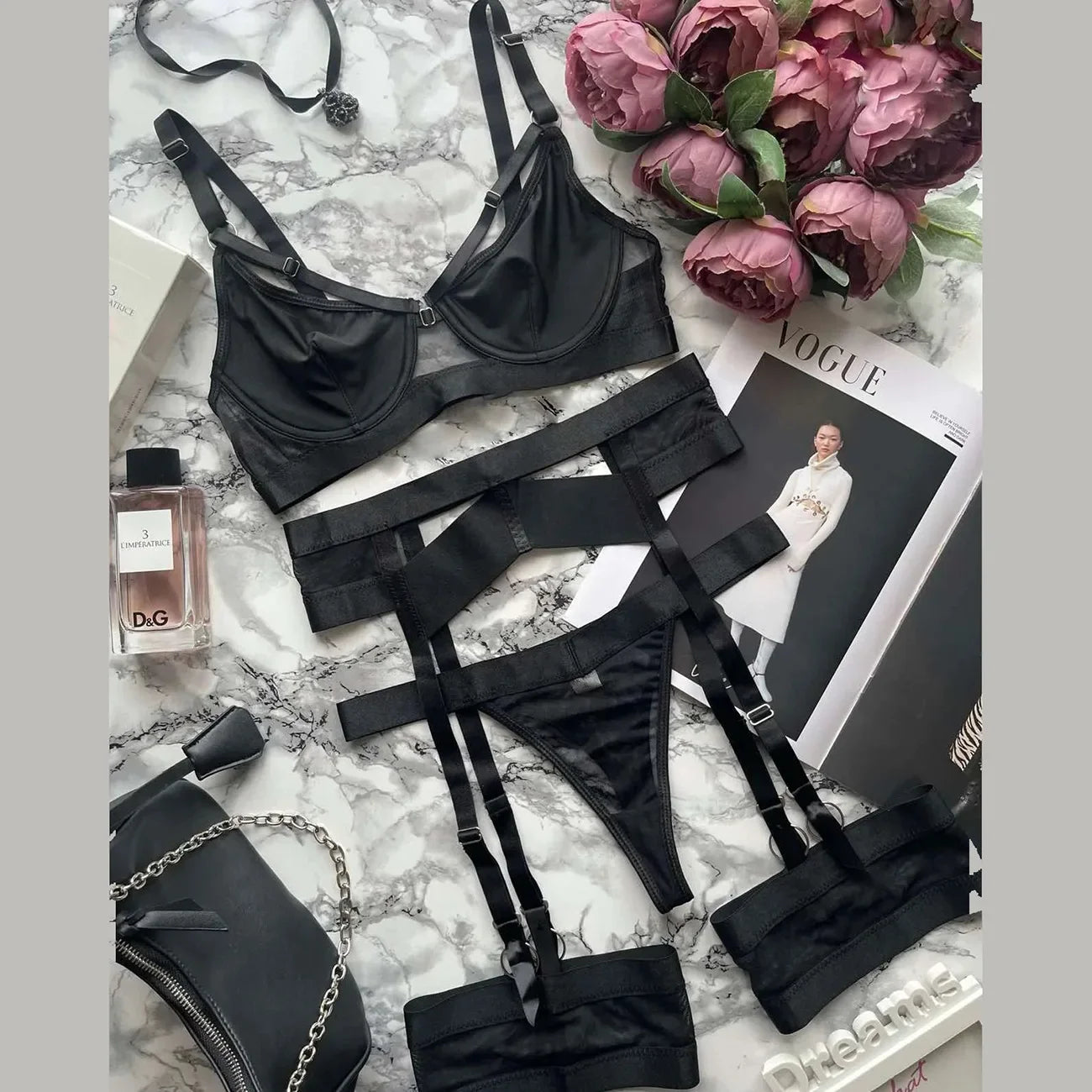 Toucheart Erotic Lingerie Solid Color Body Shaping Backless Intimate Underwear Set