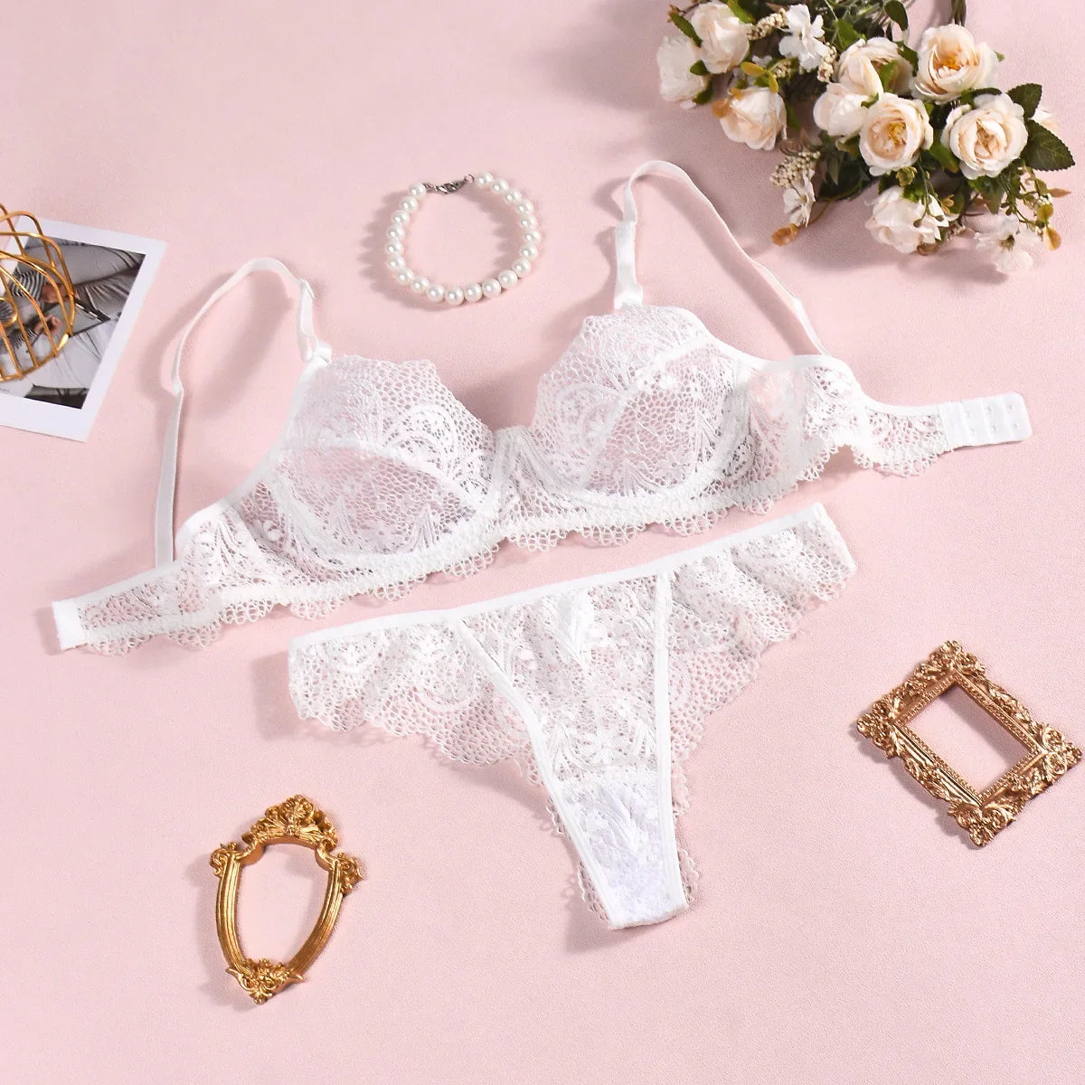 Toucheart Erotic Lingerie Positioning Flower Lace Bra Shaping Body Shaping Pure Desire Delicate Intimate Lingerie Set